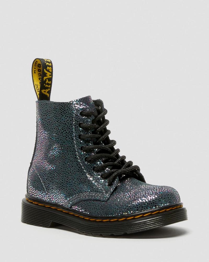 Kids\' Dr Martens Toddler 1460 Pascal Iridescent Lace Up Boots Metal | AU 698JPQ